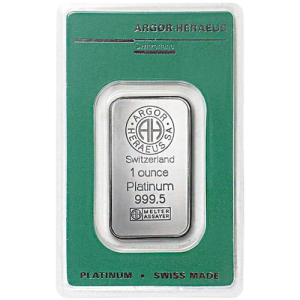 1 oz Argor-Heraeus Platinum Bar (New)